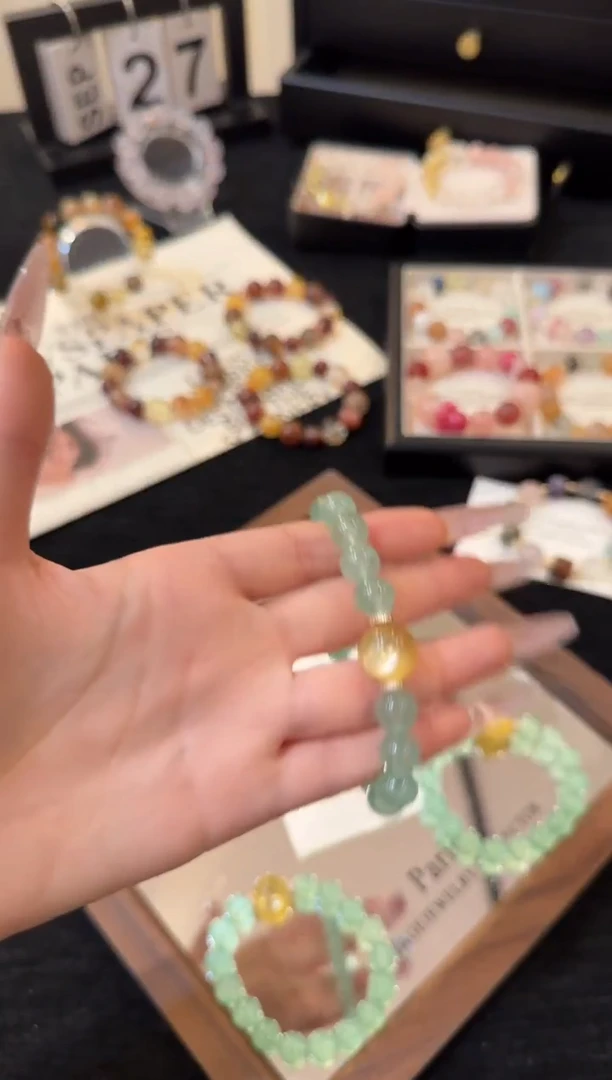 合金手链水晶绿草莓x2629