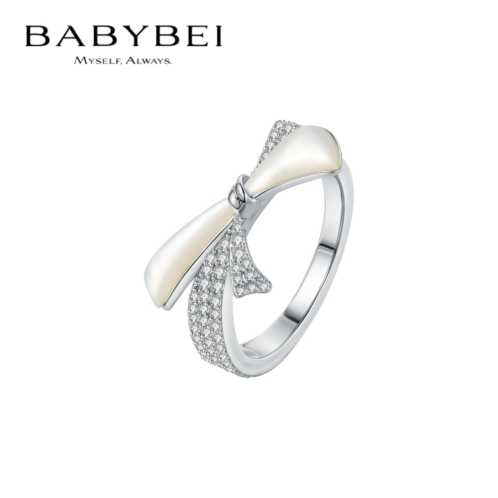 BABYBEI/初贝 925银戒指 [黄霄雲同款]蝴蝶结戒指母贝气质优雅