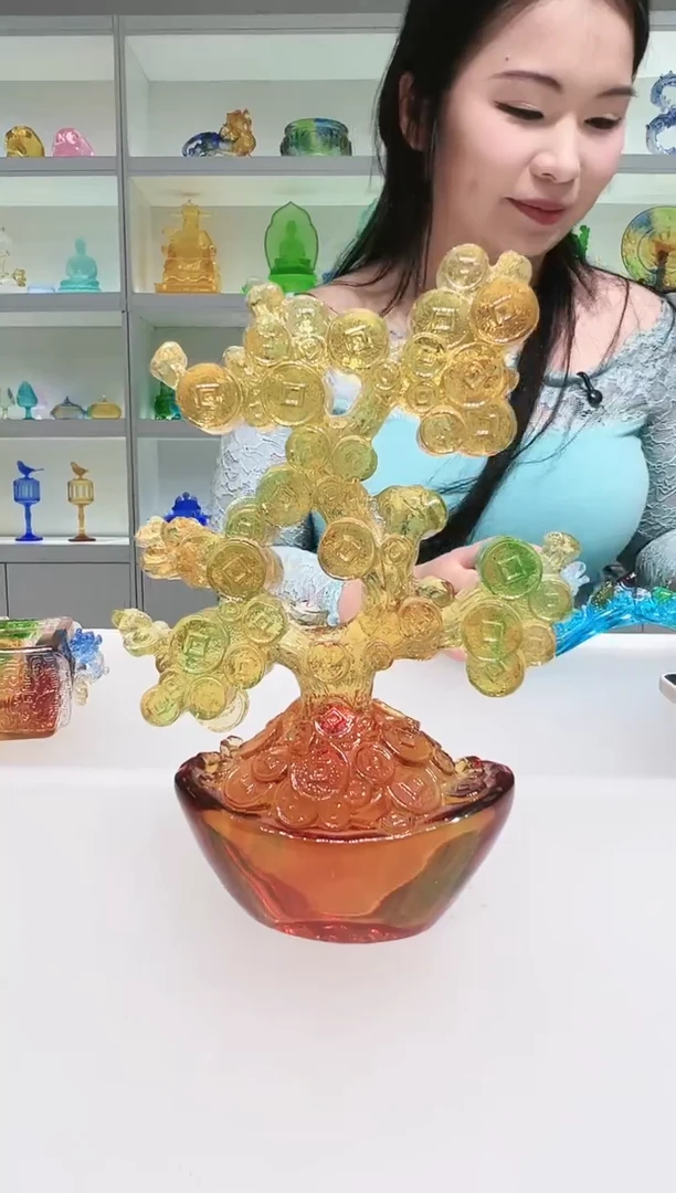 手工艺品琉璃爱**人古法琉璃发财树