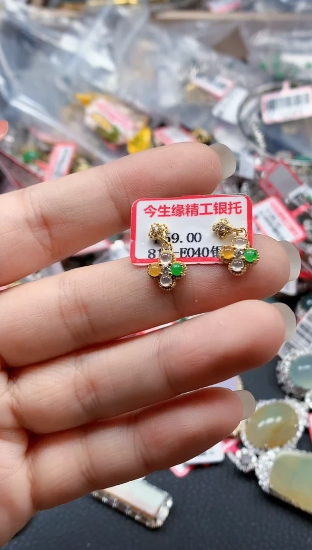 银S925镶嵌戒指翡翠天然A货缅甸翡翠
