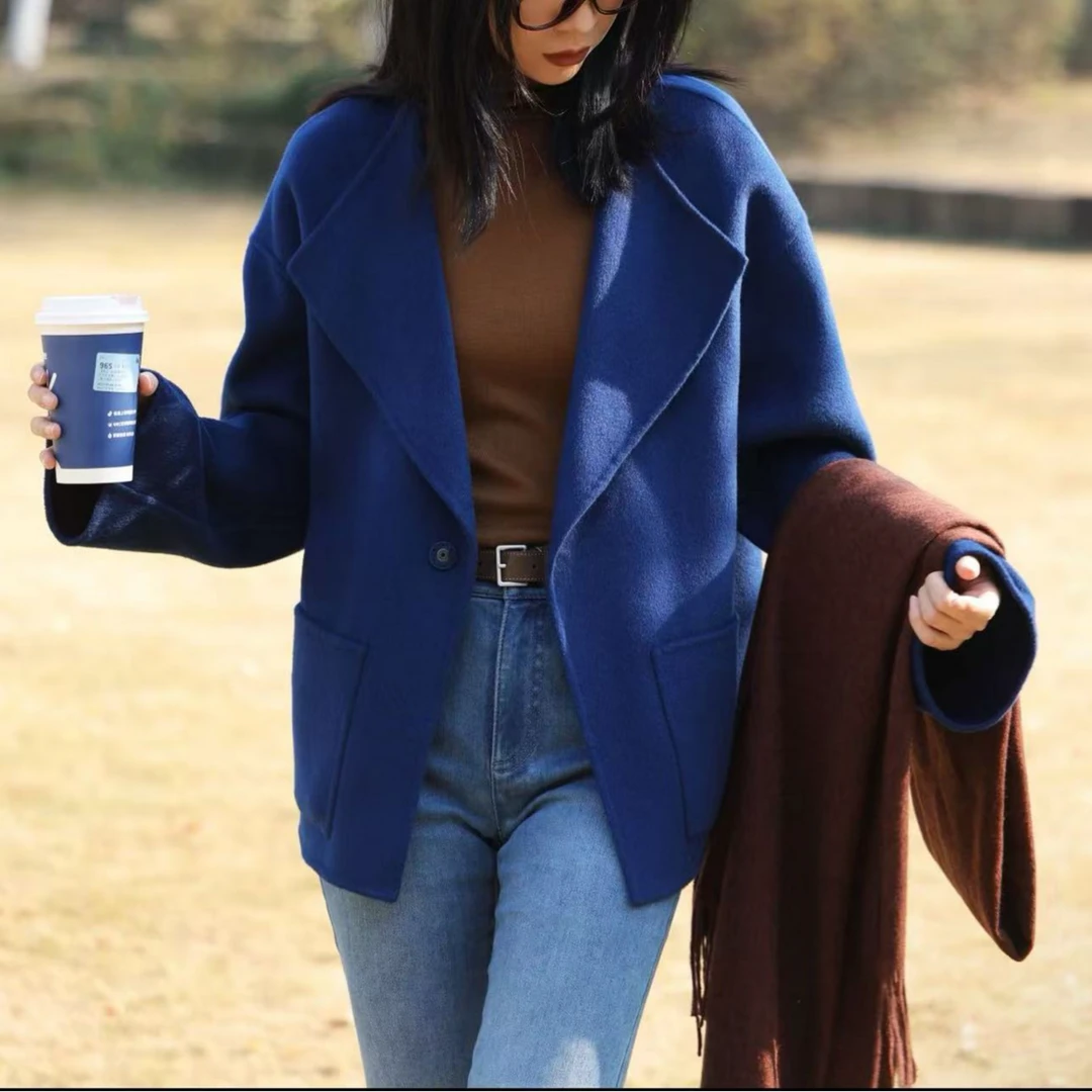 AMASS/阿玛施 极简风纯色质感羊绒外套5400778