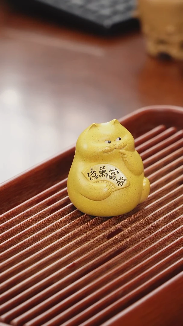 猫咪思钱想厚摆件