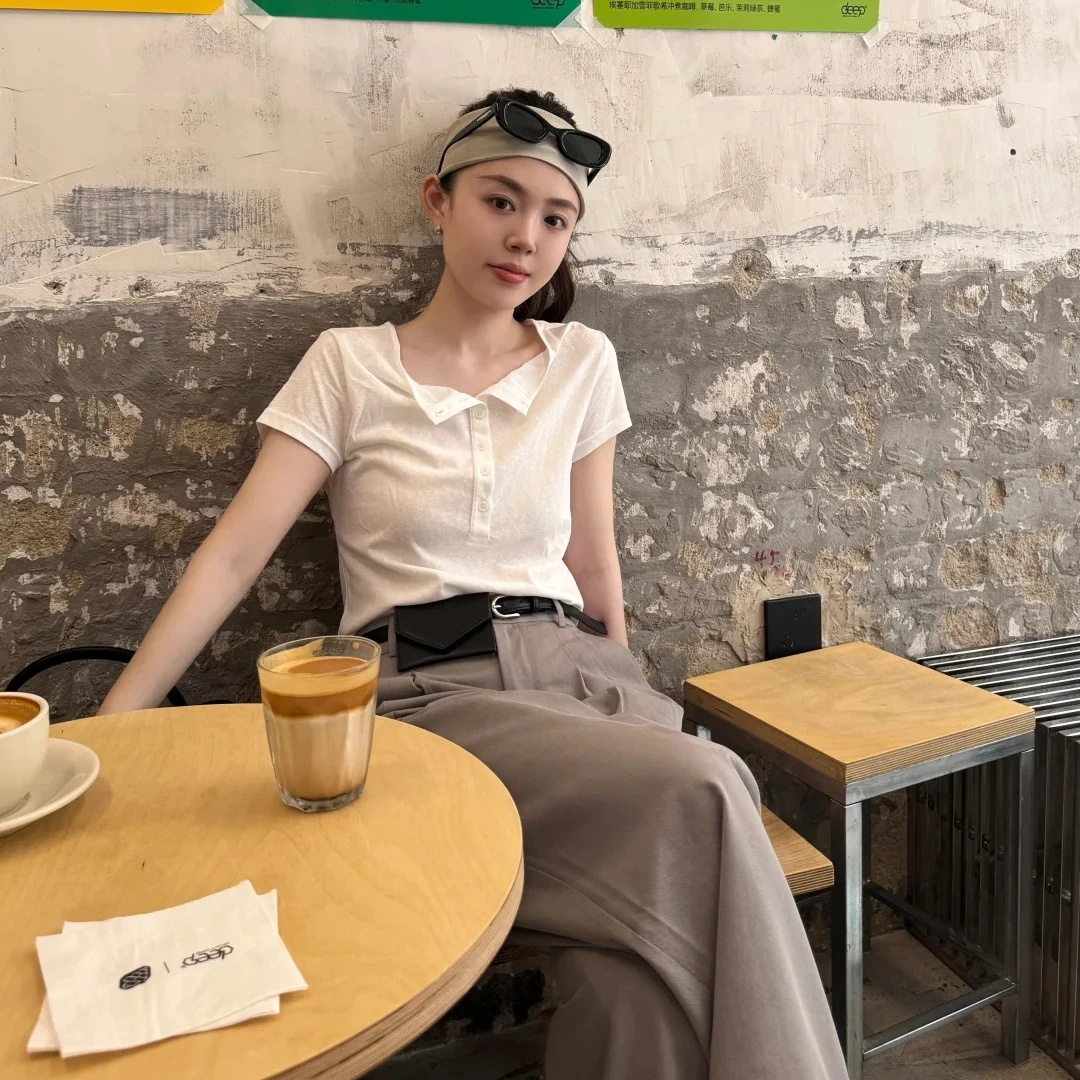 夏季新款洋气衣服女时尚百搭休闲气质T恤上衣显瘦显身材阔腿裤女