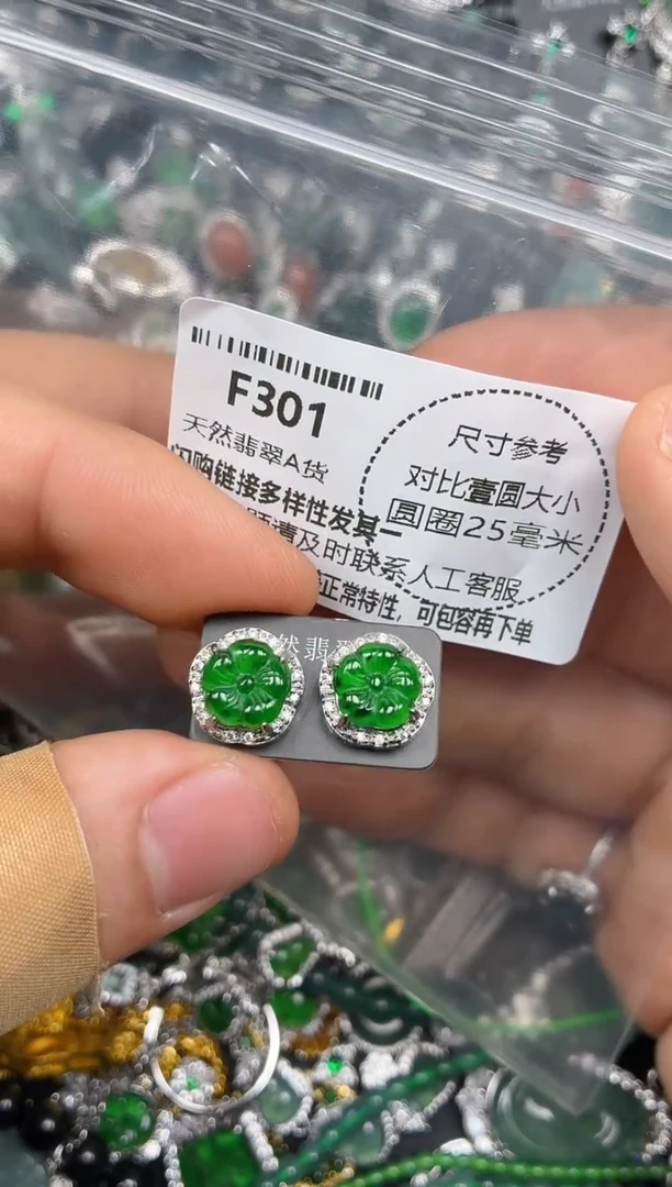 颈饰未镶嵌翡翠F301耳钉