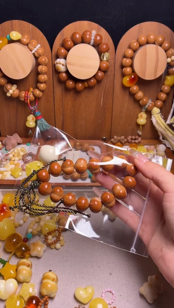 手串猴头核桃丞*全品新品高桃猫爪小蜜心黄隔片白跑环（加黄）手串