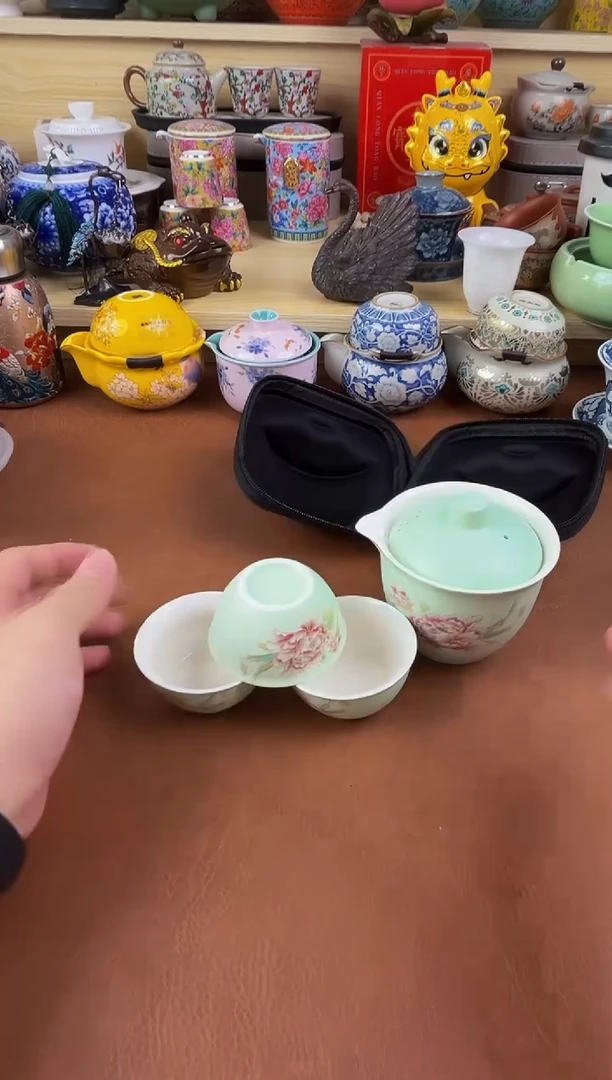 陶瓷茶具摆件旅行套组