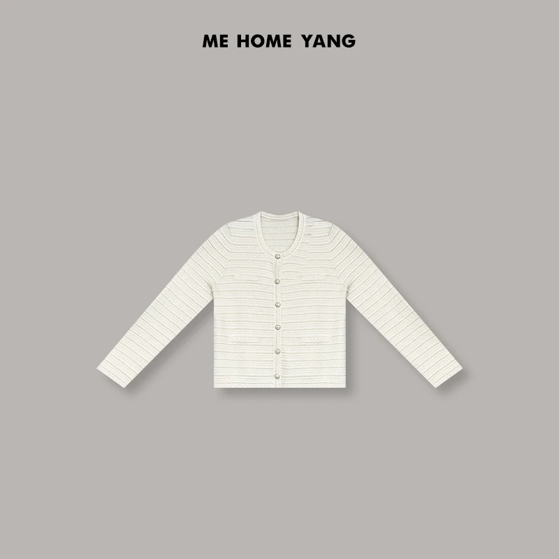 ME【桑蚕丝珍妮开衫】白色2025春季新款时尚百搭通勤毛衣MEQS0488