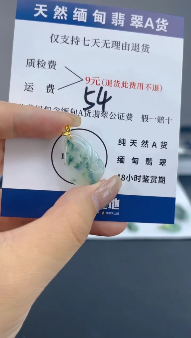 颈饰18K金镶嵌翡翠天然A货缅甸翡翠  54