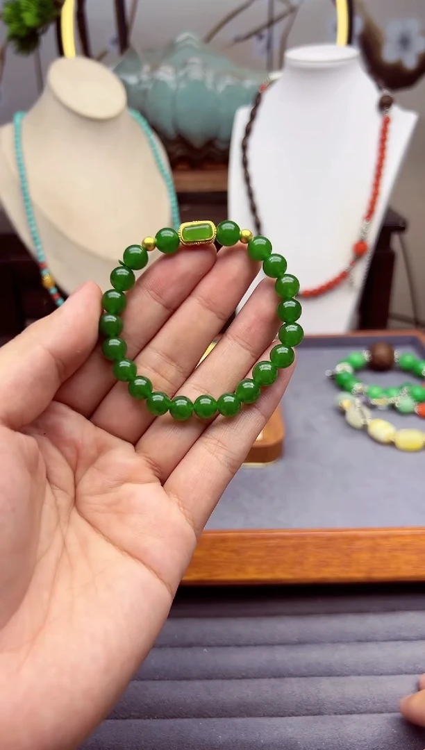 【闪购商品】和田玉手链14K金镶嵌S93`````