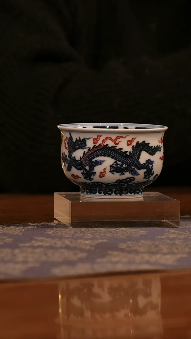 瓷姑娘-子君堂青花釉里红炉式杯-龙