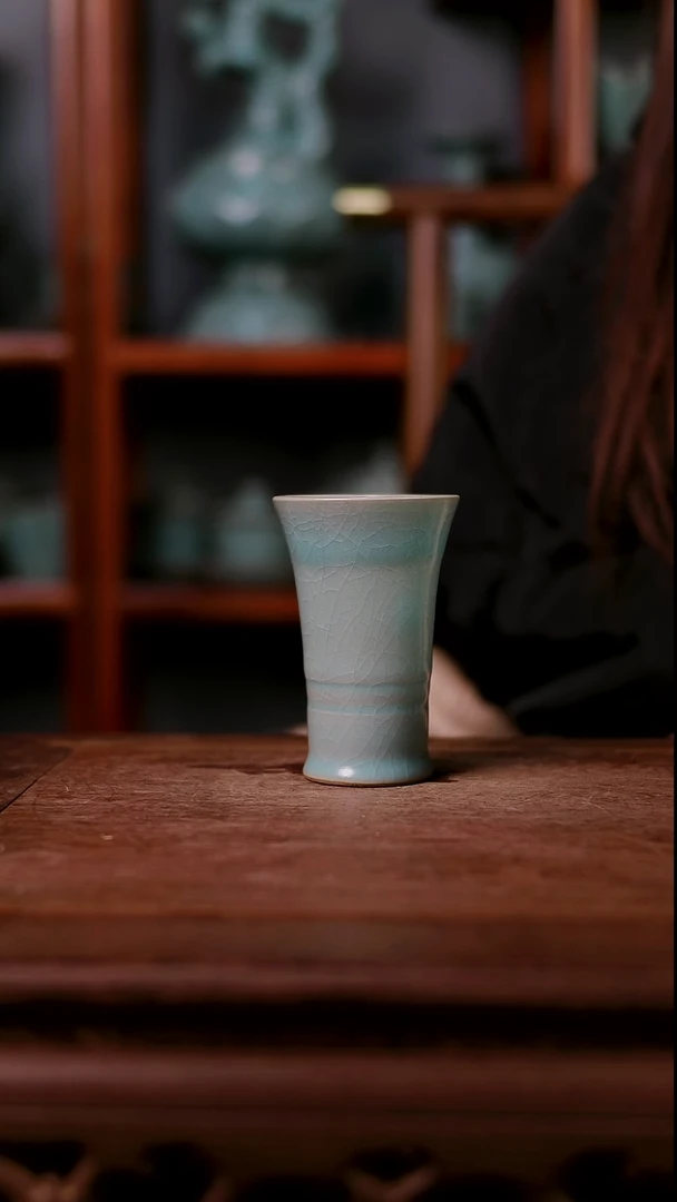 杯子陶青霁汝窑仿古釉   微瑕