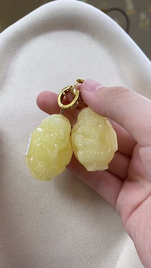 琥珀未镶嵌耳饰耳环耳环