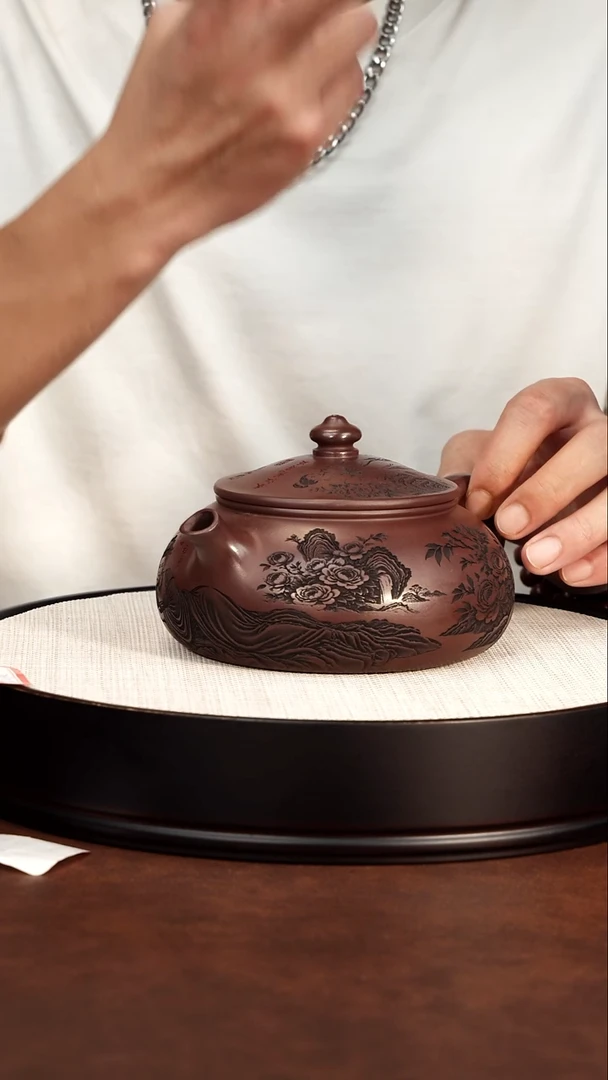 茶壶紫砂宜兴紫砂 大寒江 石红 李恒杨 500cc