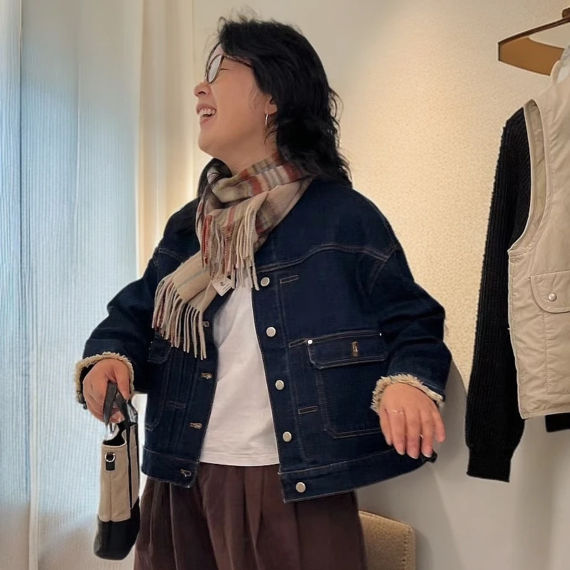 秋原瞳-毛毛牛仔外套
