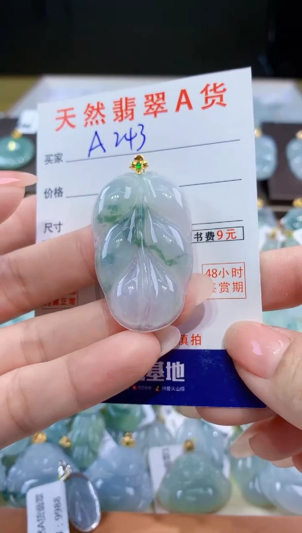颈饰18K金镶嵌翡翠天然翡翠A货挂件