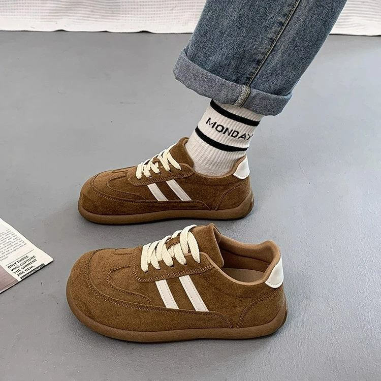 Moleubak德训鞋女2025年春秋新款休闲百搭厚底面包鞋轻便运动板鞋