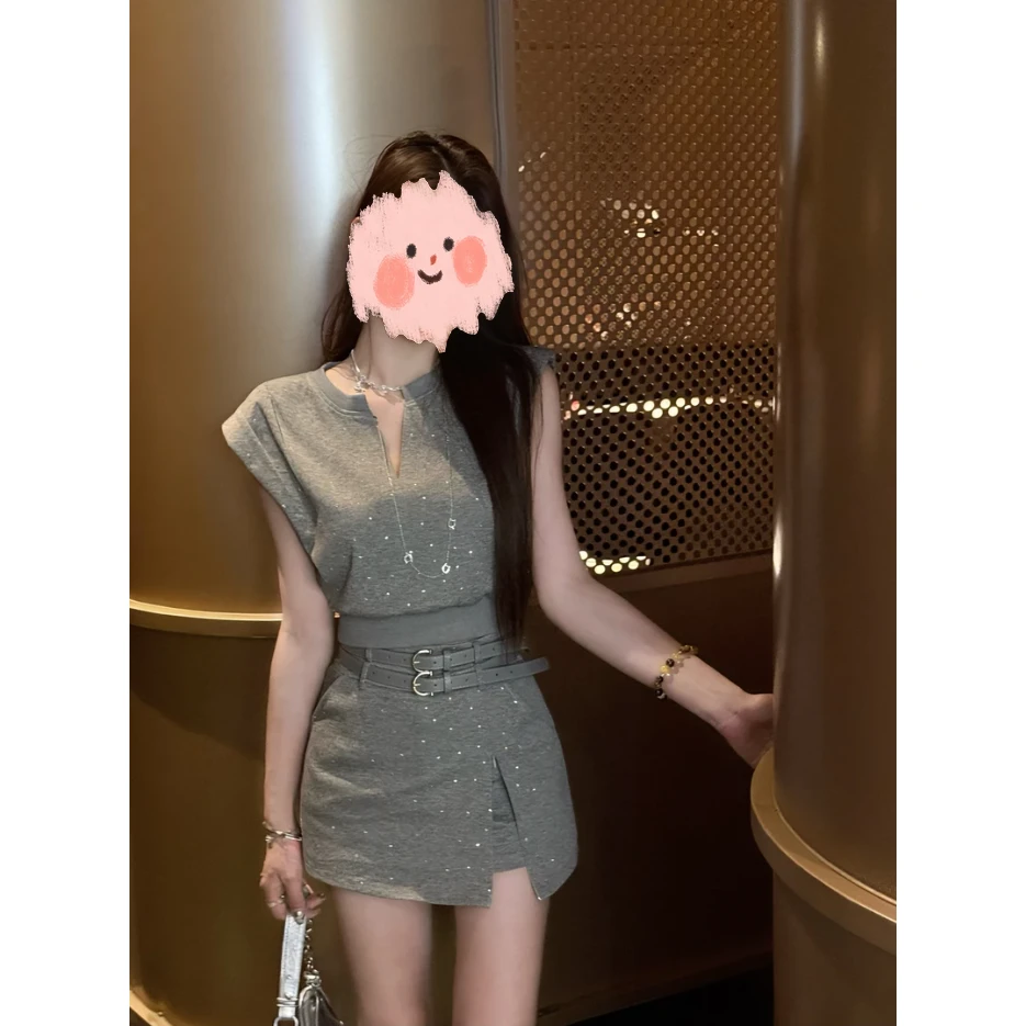 法式气质高级感无袖上衣包臀半身短裙两件套装小众设计感夏季新款