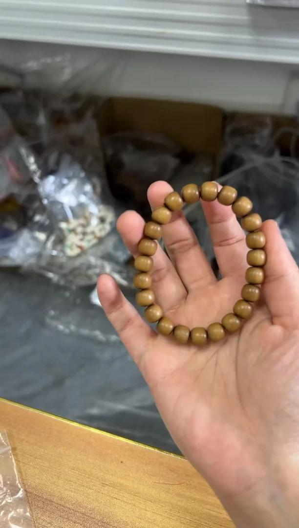 檀香木无事牌纯黑肉老檀香木桶珠手串[2663]