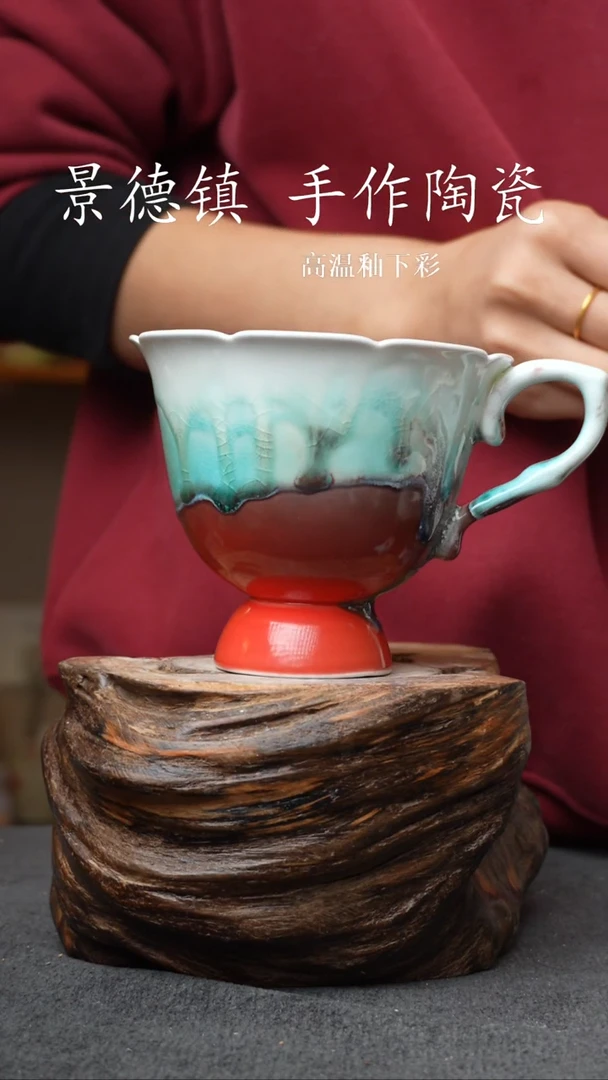 杯子陶865景德镇手工手创杯子 带冰裂纹