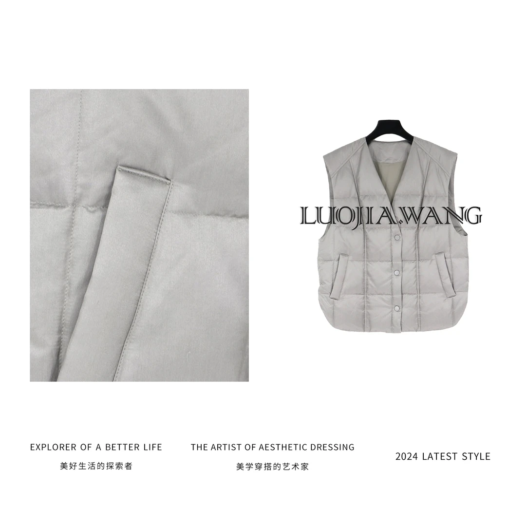 棉桑蚕丝鹅绒马甲时髦高级质感短款马甲LUOJIAWANG