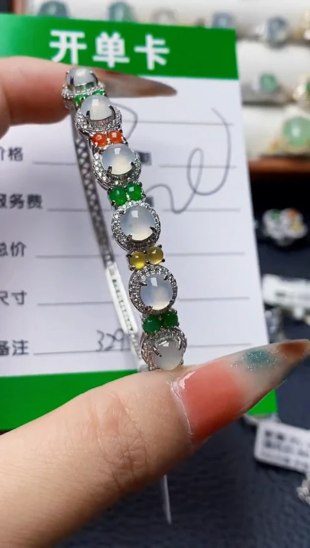 银S925镶嵌戒指翡翠3291