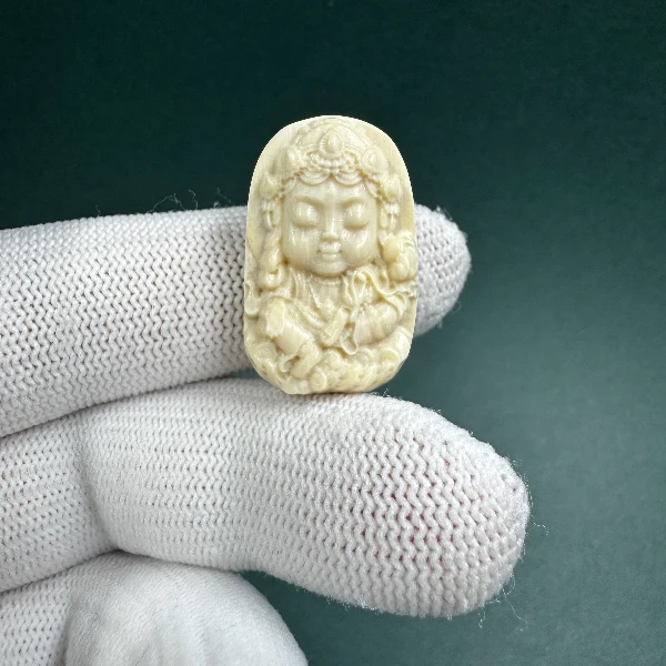 E6419天然猛犸牙小雕刻牌吊坠 支持鉴定 假一罚四