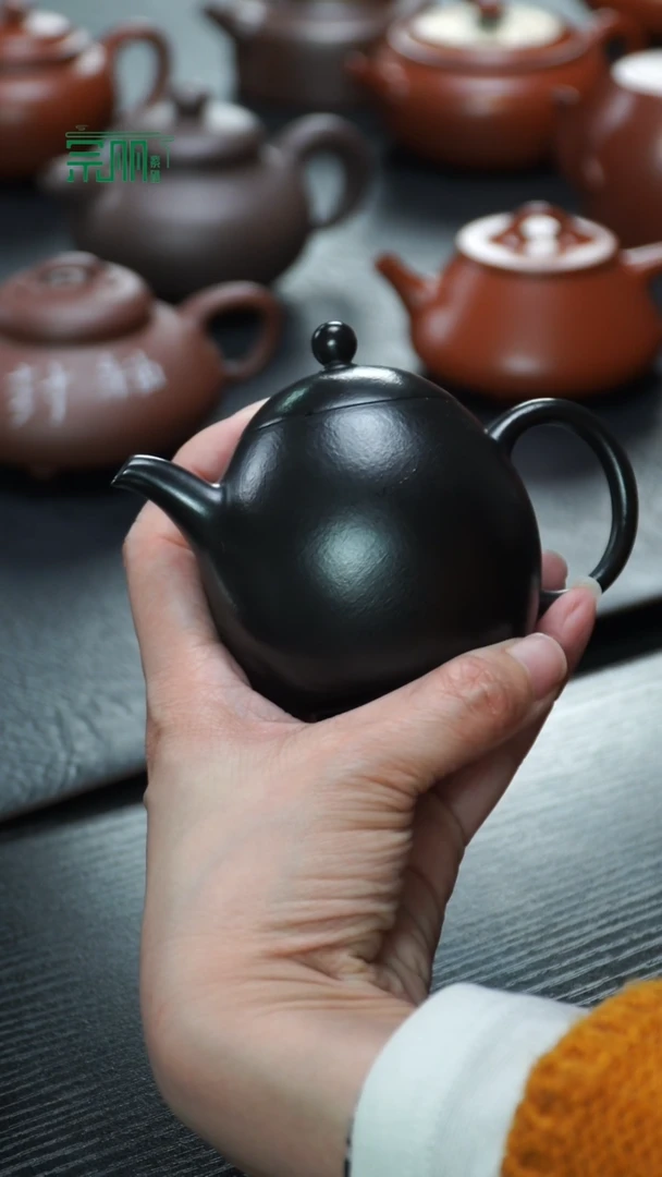 【闪购商品】紫砂茶壶微瑕龙蛋朱泥黑色