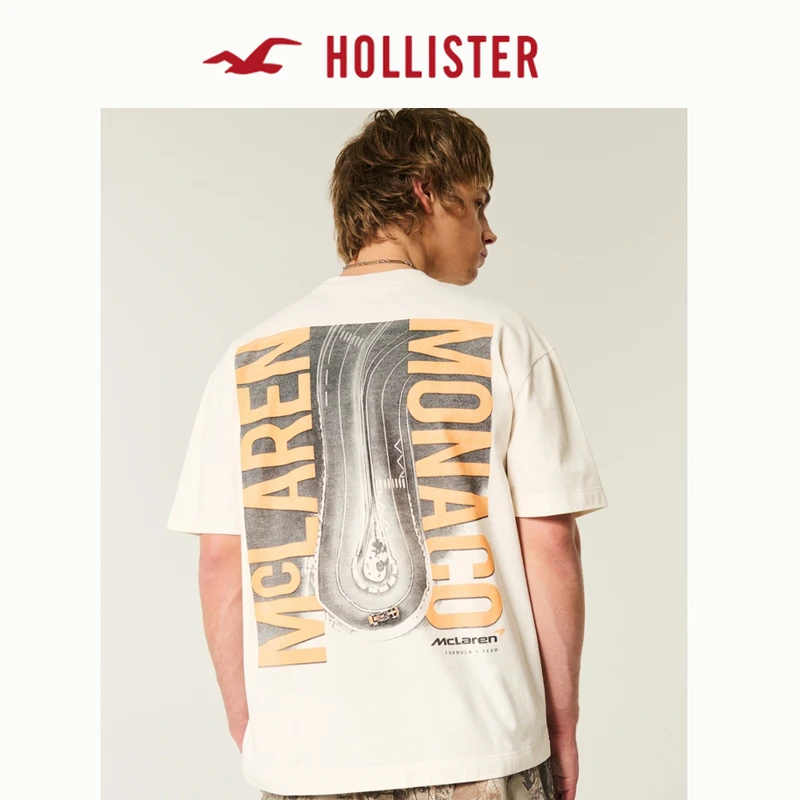 Hollister小海鸥25夏情侣棉质赛车图案印花T恤男装女装KI323-5111
