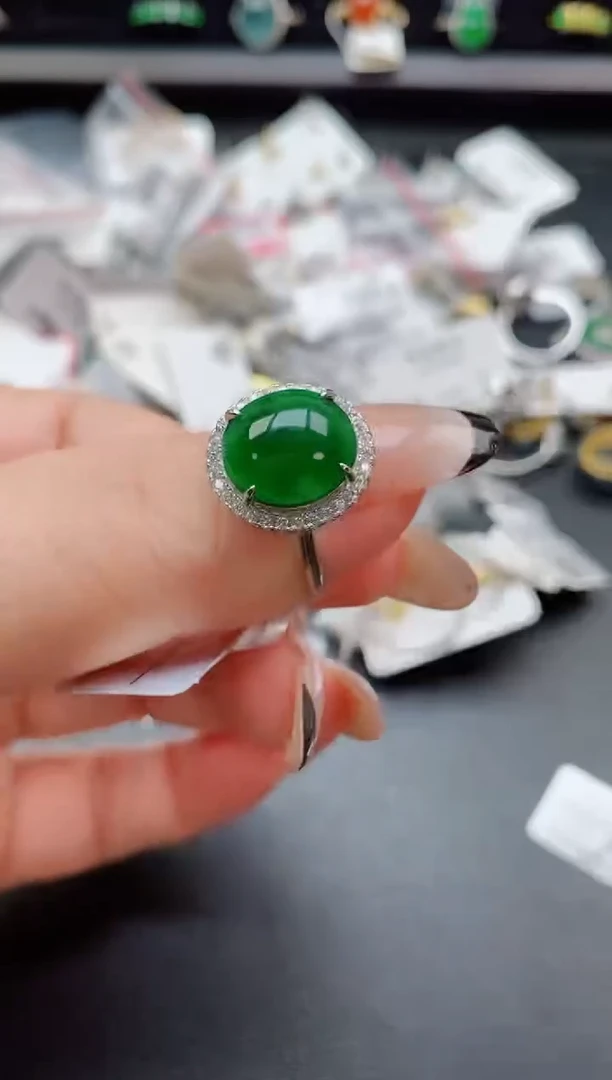 银S925镶嵌戒指翡翠1