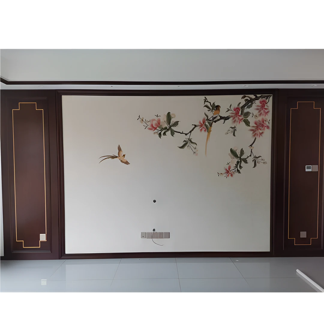 四季平安 新中式刺绣背景 客厅背景 沙发背景电视机背景 独秀背景