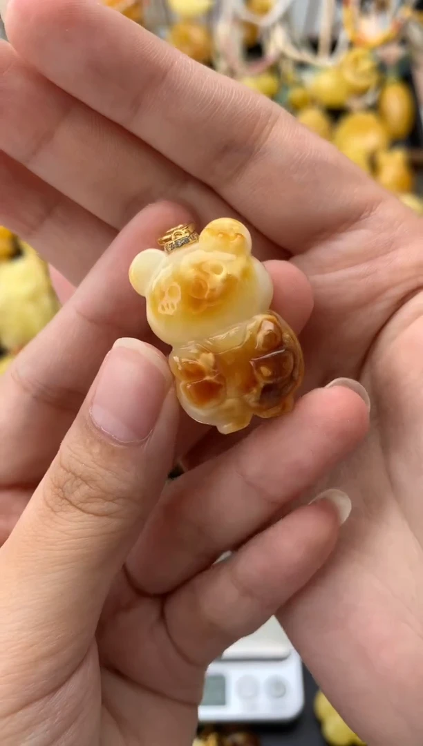 银S925镶嵌琥珀珠宝奇石077琥珀蜜蜡瑕疵品