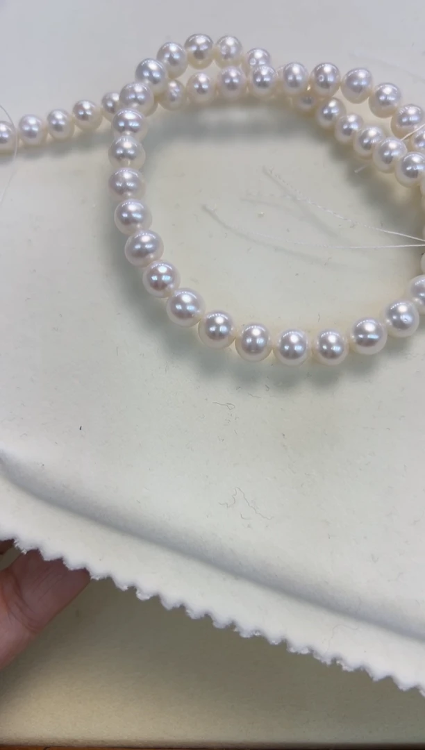 颈饰银S925镶嵌淡水珍珠7.5-8.5mm无核白珠项链