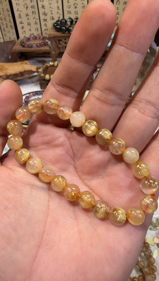 未镶嵌手串水晶SJ-50金发晶钛金 天然水晶 默认微瑕