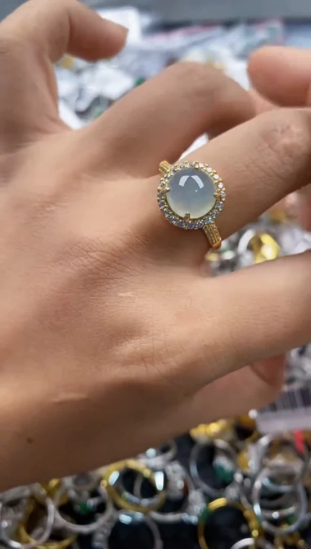 银S925镶嵌戒指翡翠222---5