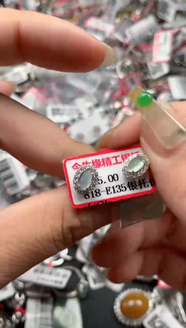 银S925镶嵌戒指翡翠天然A货缅甸翡翠