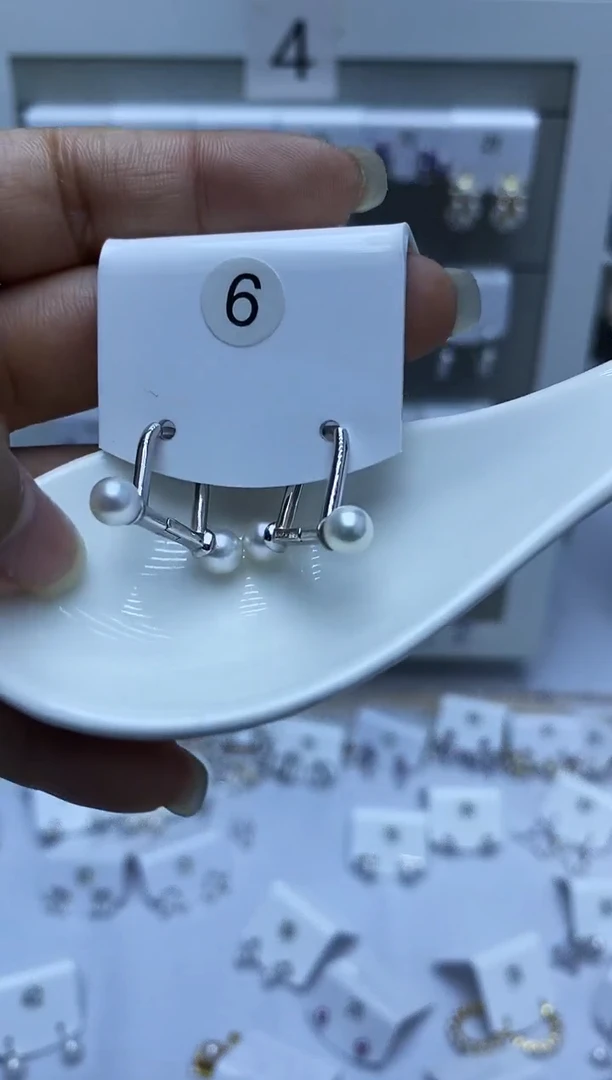 银S925镶嵌耳饰淡水珍珠6