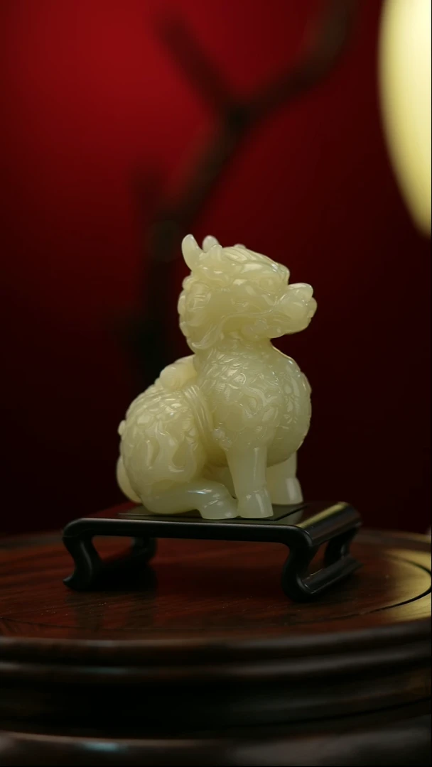 玉【祥瑞麒麟】天然玉石手把件