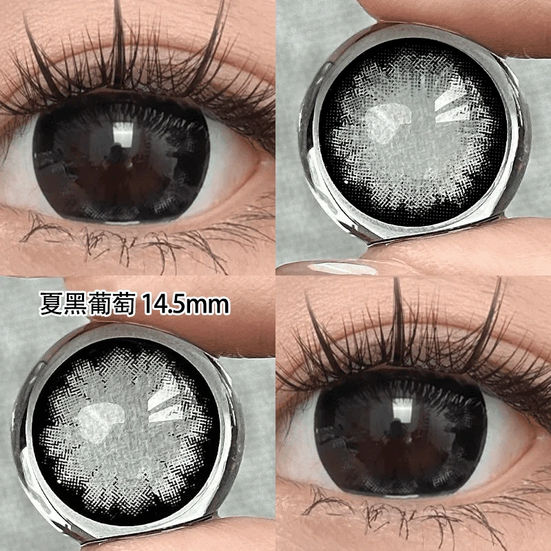 OVOLOOK【日抛10片装】夏黑葡萄大直径黑色美瞳14.5开学隐形眼镜G2