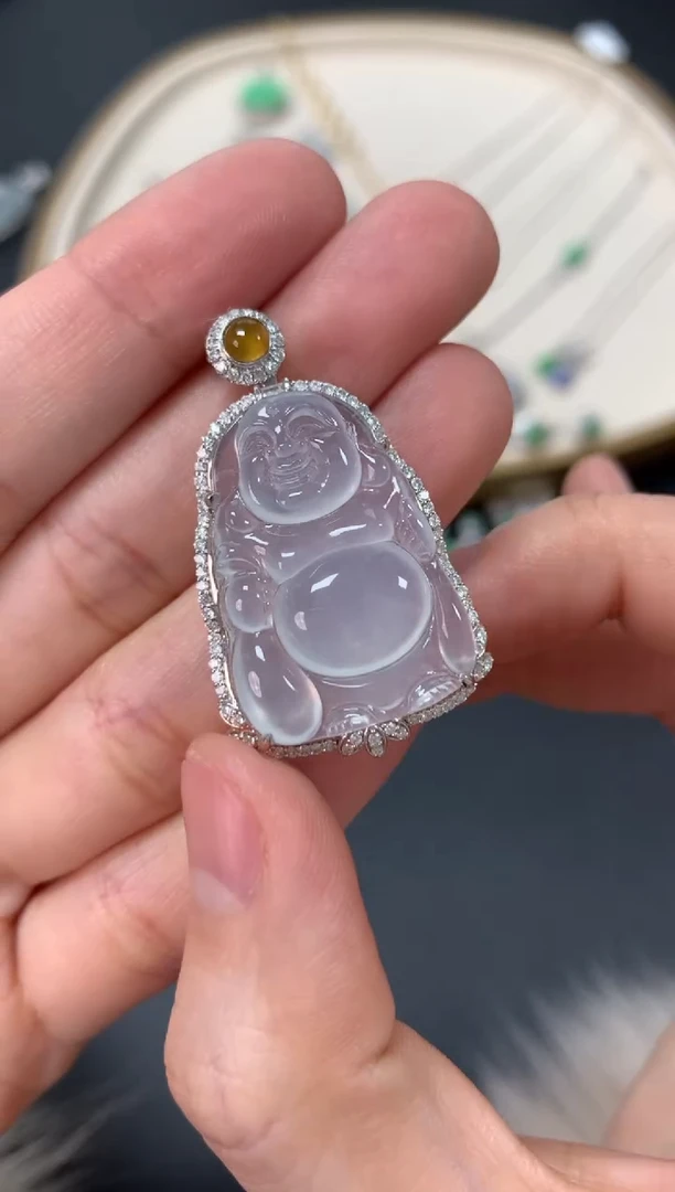 【闪购商品】翡翠吊坠(不含链)18K金镶嵌9800