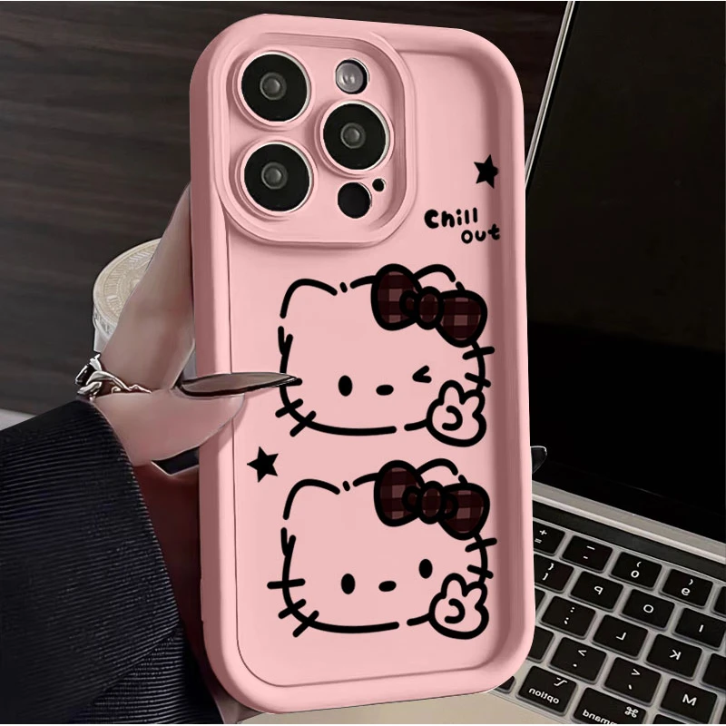 开心凯蒂适用iphone16苹果手机壳15promax金刚砂14软13全包1211