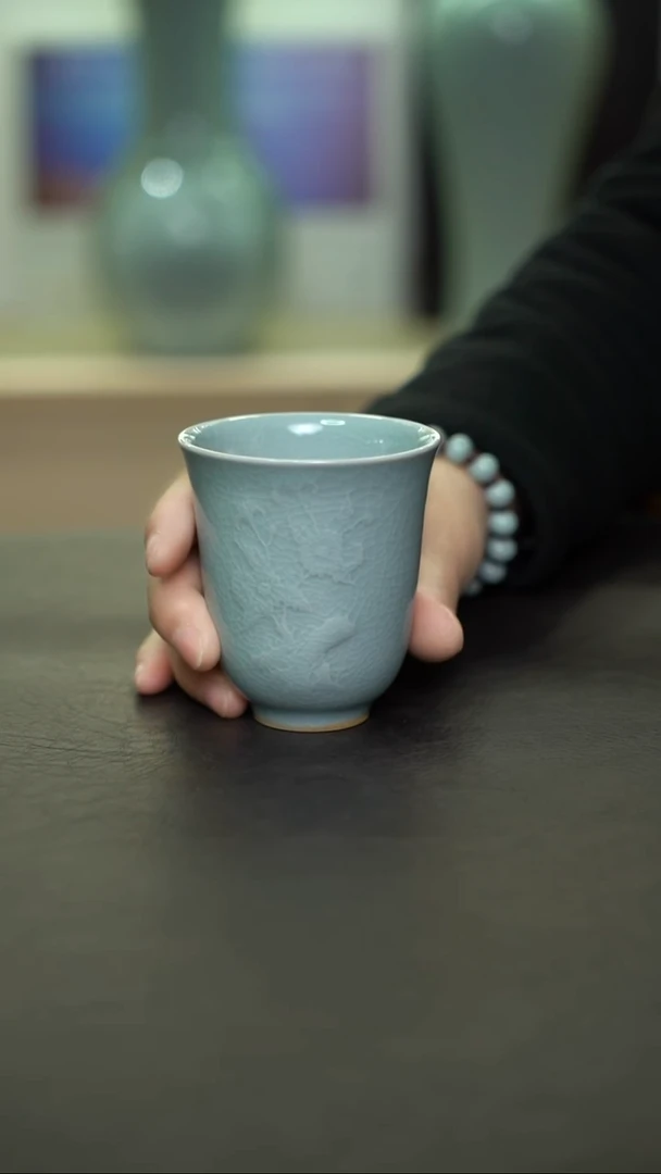 杯子瓷粉青梅兰竹菊杯