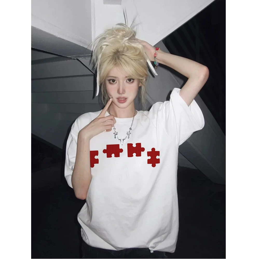 【帝韵】新款圆领夏季纯棉短袖T恤洋气衣服女宽松美式复古半袖上衣