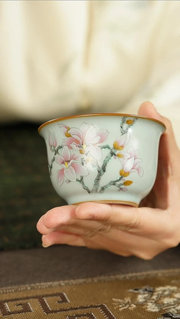 善窑厂汝窑天青玉兰花杯