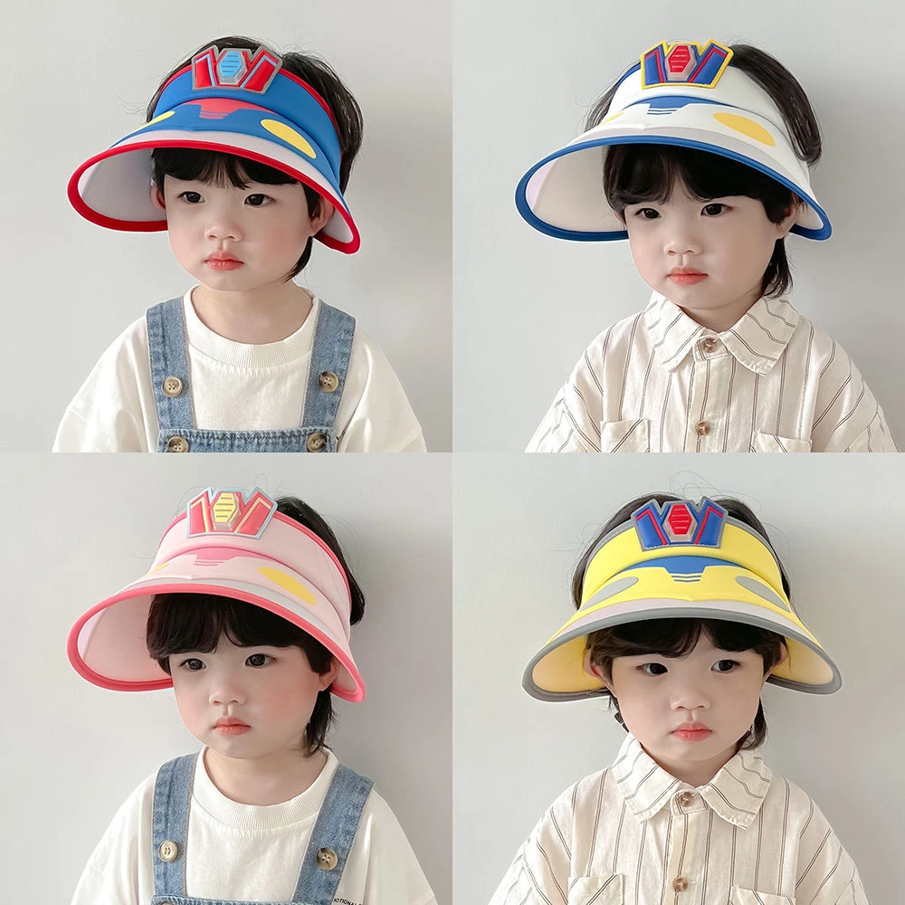 儿童防晒遮阳帽夏季男童奥特曼大檐空顶帽防紫外线女宝宝太阳帽潮