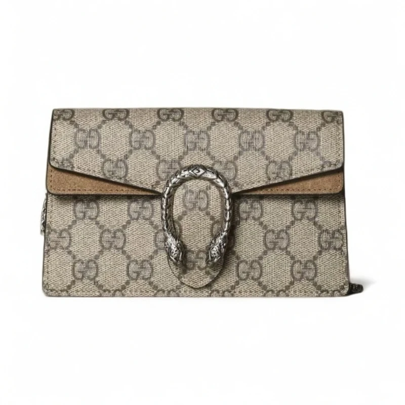 99新 GUCCI/古驰 （杨杨专属）经典老花棕色驼色酒神mini链条斜挎包