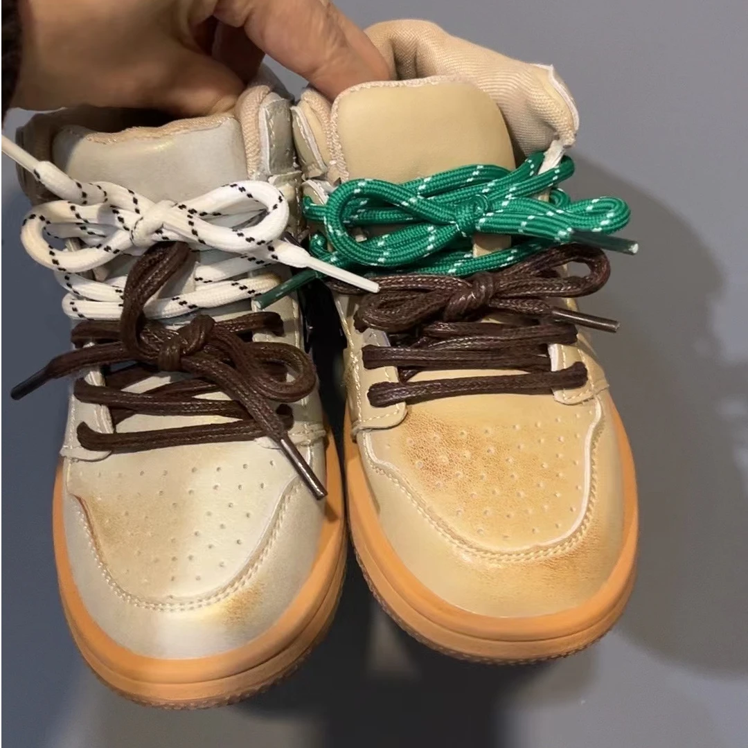 6A007~断码折扣~主图款做旧擦色儿童高帮板鞋