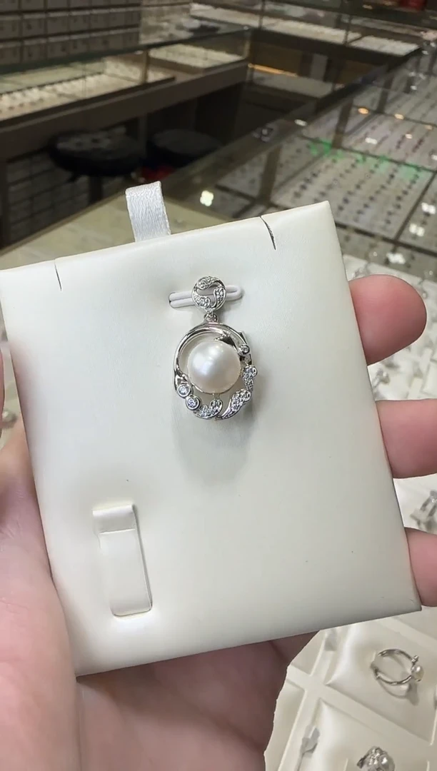 淡水珍珠银S925镶嵌颈饰9mm吊坠