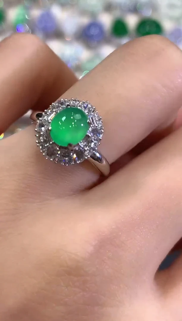 18K金镶嵌戒指翡翠a224