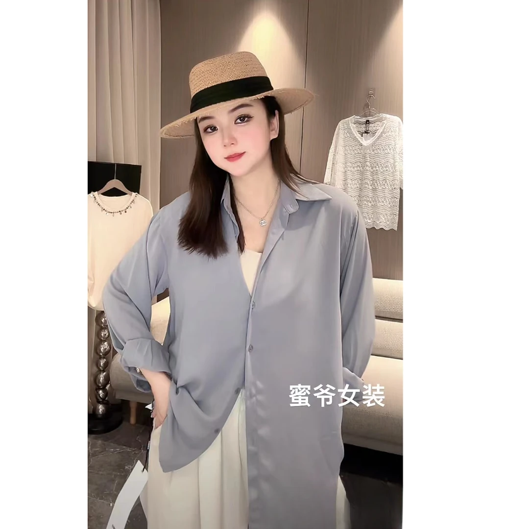 【蜜爷家】设计感斜扣收腰衬衫98990#