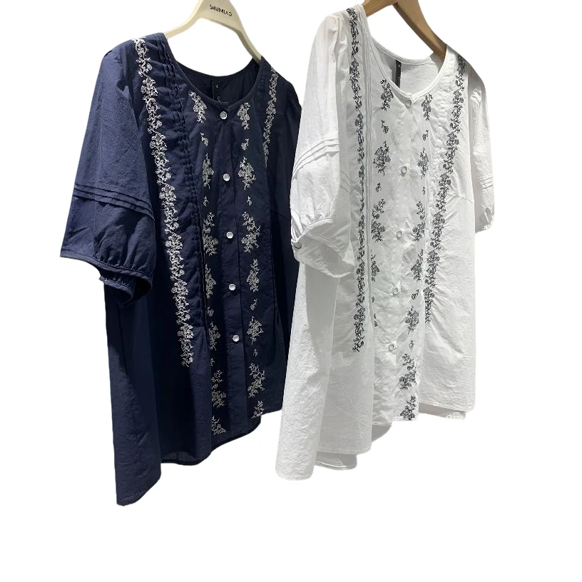 水淼-夏季上衣0606纯棉舒适百搭休闲宽松气质圆领亲肤透气不闷